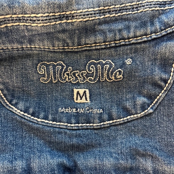 Miss Me Y2K Rhinestone American Flag Distressed Denim Vest Med Festival Cowgirl - Picture 11 of 14